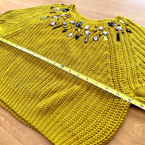 H&M mustard knit sweater with rhinestone embellishment (S) - Picture 3 of 7